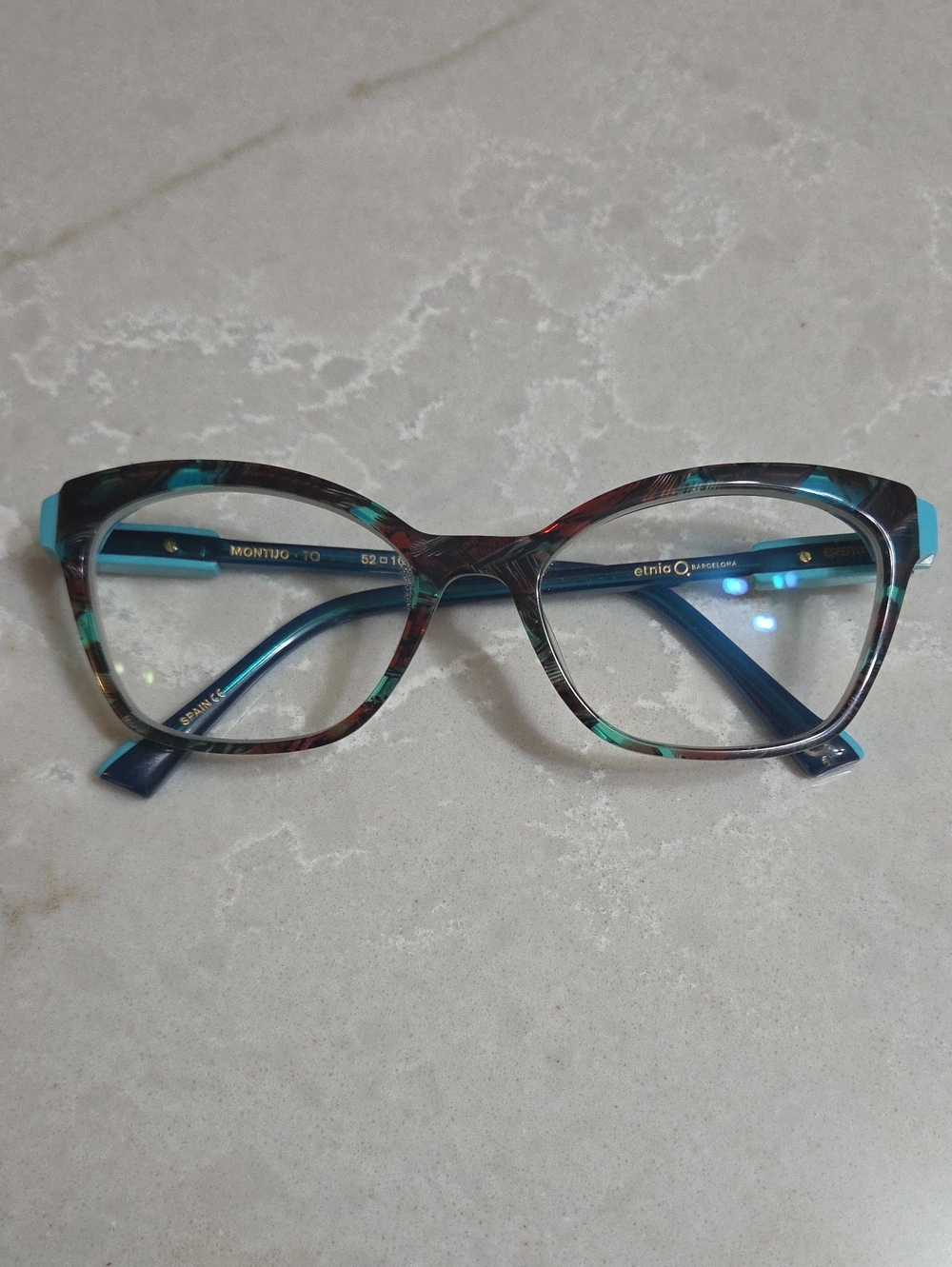 Etnia Barcelona Women's Teal Multicolor Cat-Eye Glasses